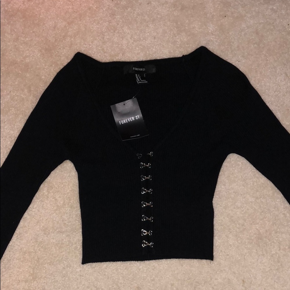 Black sweater crop top